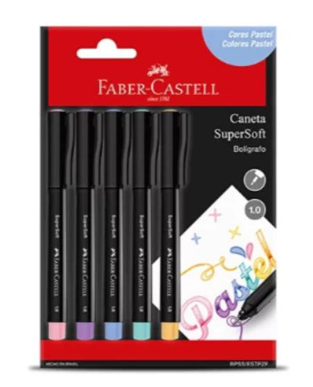 Imagem de Caneta Hidrocor Supersoft Pen Pastel 1.0 5 Cores Faber Castell