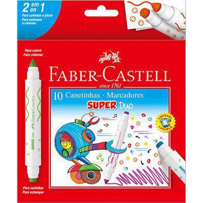 Imagem de Caneta Hidrografica 10 cores Ponta Duo DUO150610 Faber Castell