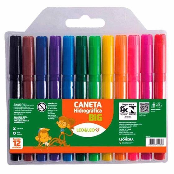 Imagem de Caneta hidrográfica 12 cores Jumbo Leonora