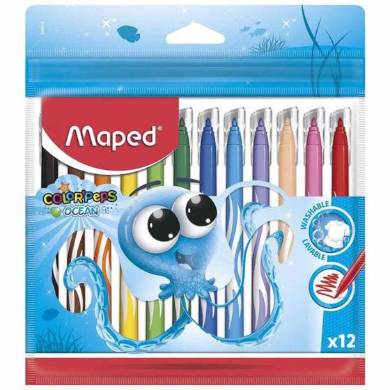 Imagem de Caneta Hidrográfica Colorir Ocean Polvo 12 Cores Maped
