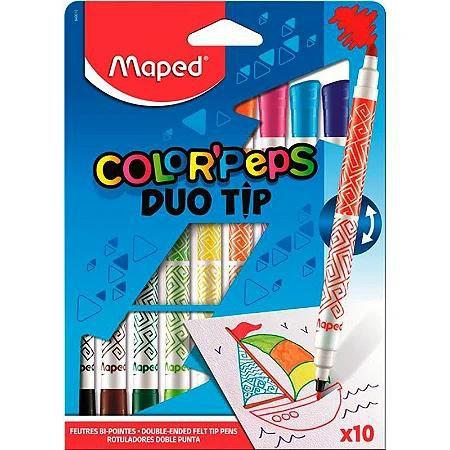 Imagem de Caneta Hidrográfica ColorPeps Duo Tip Estojo com 10 Cores- Maped