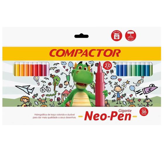 Imagem de Caneta Hidrografica Compactor Neo-Pen 36 Cores Gigante