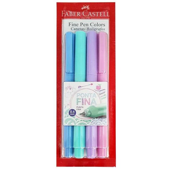 Imagem de CANETA HIDROGRAFICA FABER-CASTELL FINE PEN 0.4mm 4 CORES PASTEL