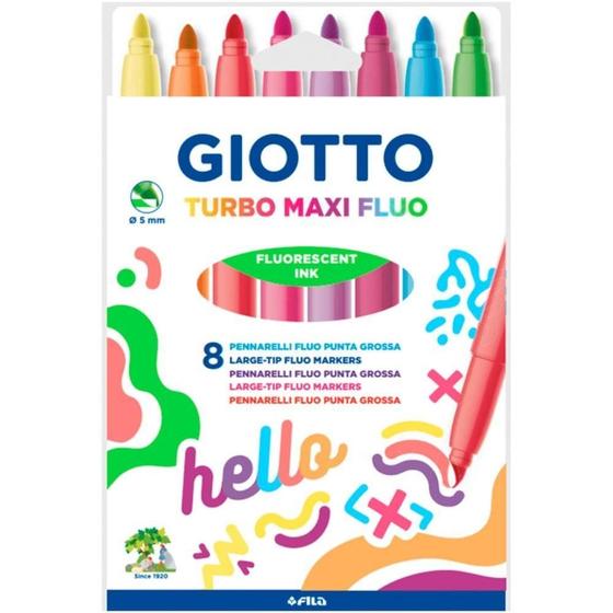 Imagem de Caneta Hidrografica Jumbo Giotto Turbo Maxi Fluor 8COR.