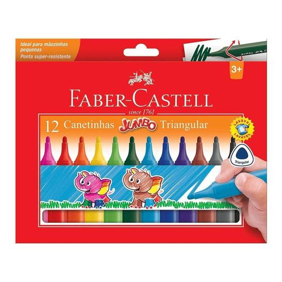 Imagem de Caneta Hidrográfica Jumbo Triangular 12 Cores Faber-Castell (163538)