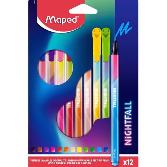 Imagem de Caneta hidrografica  maped- coleção nightfall- com 12 cores