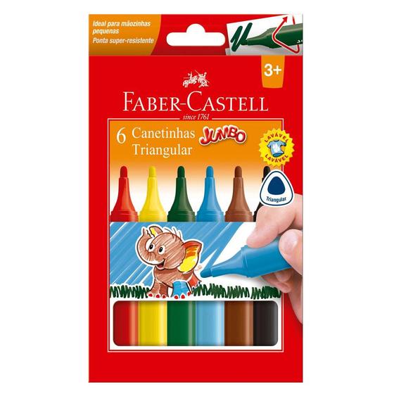 Imagem de Caneta Hidrográfica Triangular Jumbo com 6 Cores - Faber-Castell