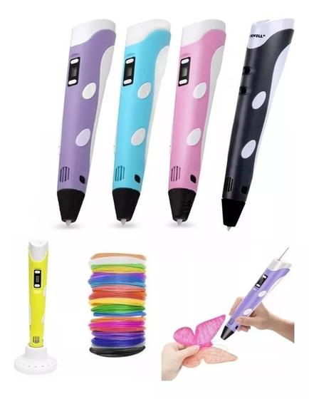 Imagem de Caneta Impressora 3d Magica Colorida Infantil Criança Profissional Kids Pen Com Filamentos 