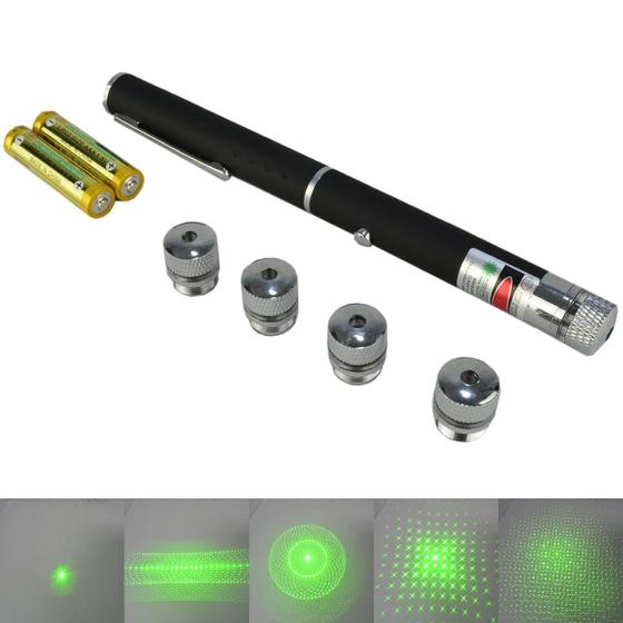 Imagem de Caneta Laser Pointer Verde 100mw 5 ponteiras CBRN08803