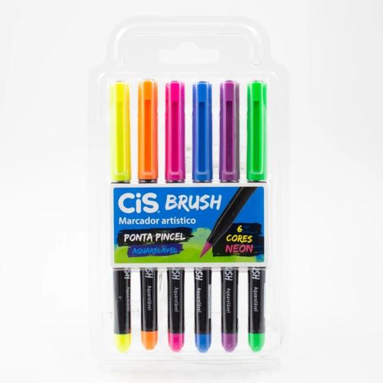 Imagem de Caneta Lettering Brush Pen Kit com 6 Cores Neon Cis