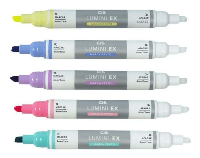 Caneta Marca-texto Apagável Cis Lumini Ex Kit C/ 5 Cores Menor preço em Caneta Marca-texto Apagável Cis Lumini Ex Kit C/ 5 Cores