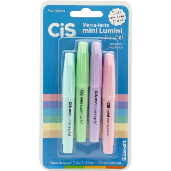 Imagem de Caneta Marca Texto Cis Lumini Mini Pastel 4 Cores