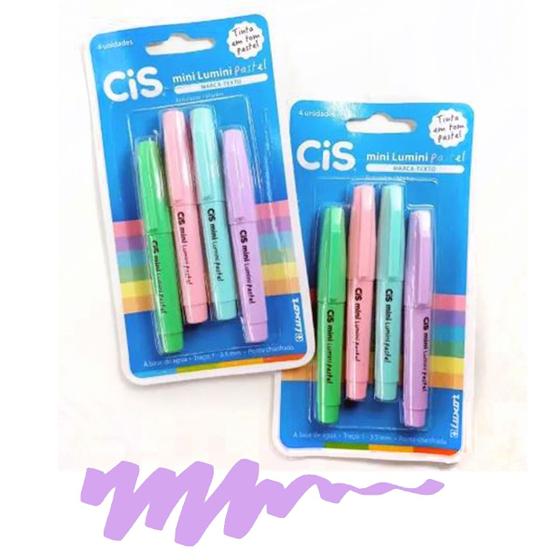 Caneta Marca Texto Cis Lumini Mini Pastel 4 Cores Menor preço em Caneta Marca Texto Cis Lumini Mini Pastel 4 Cores