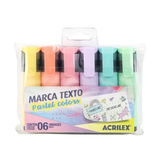Imagem de Caneta Marca Texto Cores Pastéis Com 6 Cores Acrilex
