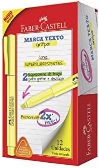 Imagem de Caneta marca texto grifpen Faber-Castell amarelo caixa com 12 unidades