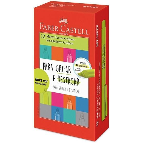 Imagem de Caneta Marca Texto Grifpen Verde Folha Faber-Castell Cx.C/12