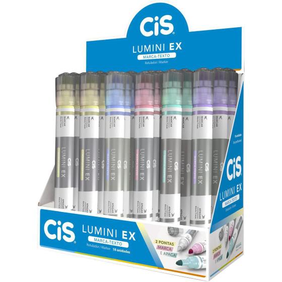 Imagem de Caneta Marca Texto Lumini Ex 5 Cores - 18 Unidades