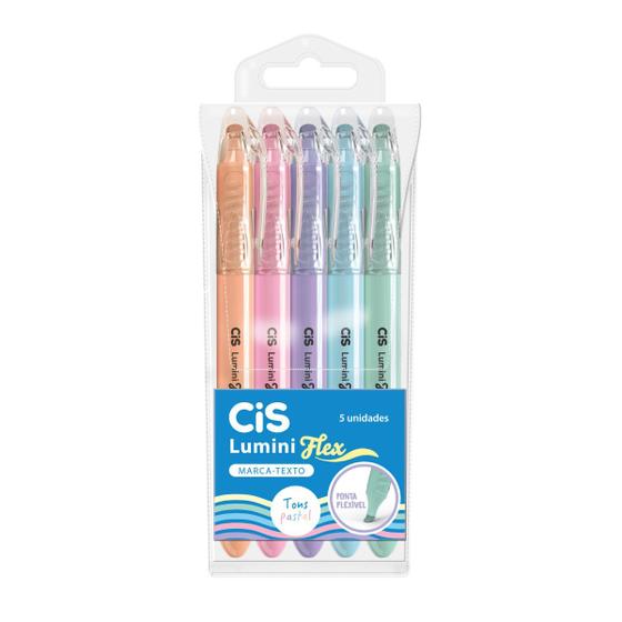 Imagem de  Caneta Marca Texto Lumini Flex Pastel 5 Cores 