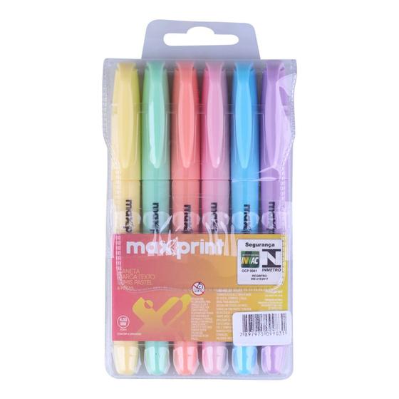 Imagem de Caneta Marca Texto Maxprint Lumis 6 Cores Pastéis