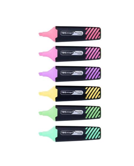 Caneta Marca texto tris liqeo pastel c/06 Menor preço em Caneta Marca texto tris liqeo pastel c/06