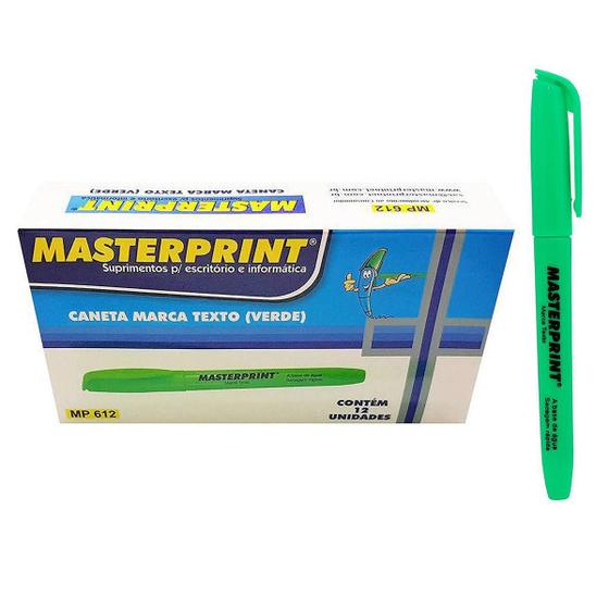 Imagem de Caneta Marca Texto Verde Masterprint MP612 MP 612 Caixa 12