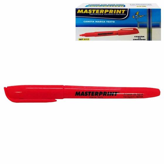 Imagem de Caneta Marca Texto Vermelho Mp612 Masterprint - 12un