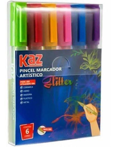 Imagem de Caneta Marcador Artístico Multiuso Com Glitter 6 Cores Kaz