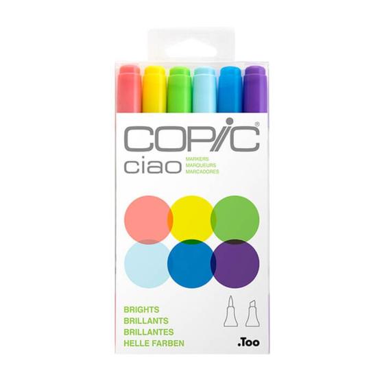Imagem de Caneta Marcador Copic Ciao Ponta Dupla com 6 Cores Vivas