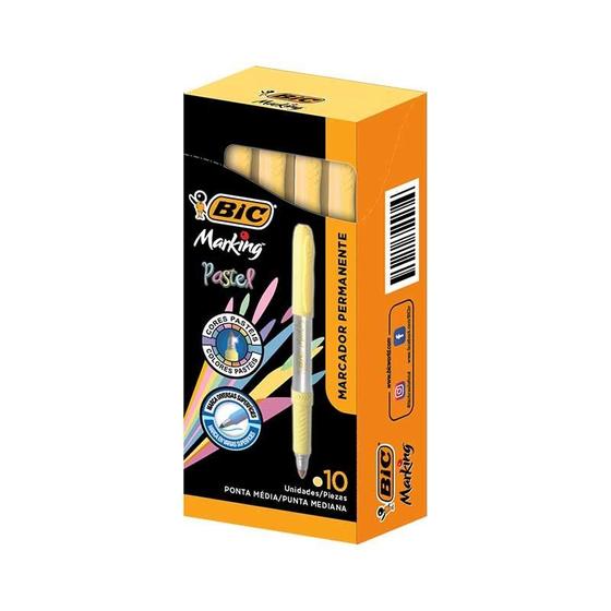 Imagem de Caneta Marcador Marca Texto Marking Amarelo Pastel BIC 10und