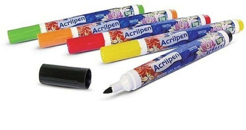 Caneta Marcador Permanente Para Tecidos Acrilpen - Cores Menor preço em Caneta Marcador Permanente Para Tecidos Acrilpen - Cores