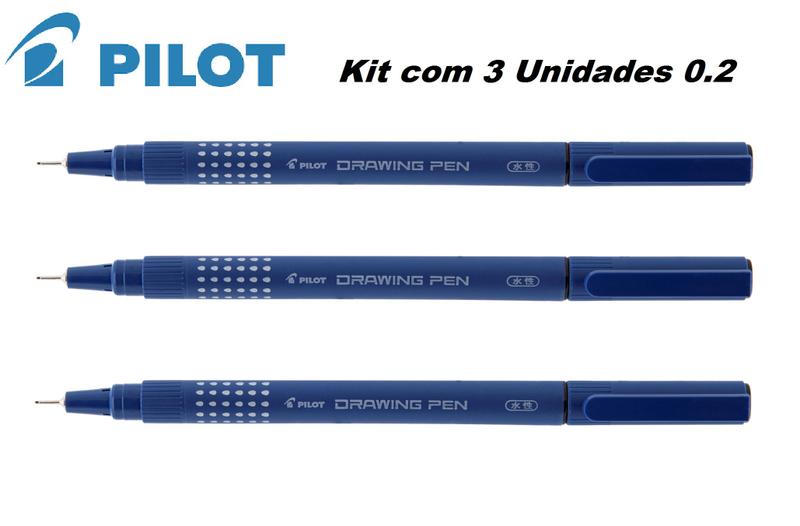 Imagem de Caneta Nankin Pilot Drawing Pen 02 Kit Com 3 Unidades