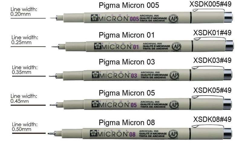 Imagem de Caneta Nanquim Pigma Micron Sakura Preta Kit C/ 5 Traços