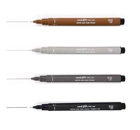 Imagem de Caneta Nanquim Uni Pin Uni-ball 0.1 Kit C/ 4 Cores