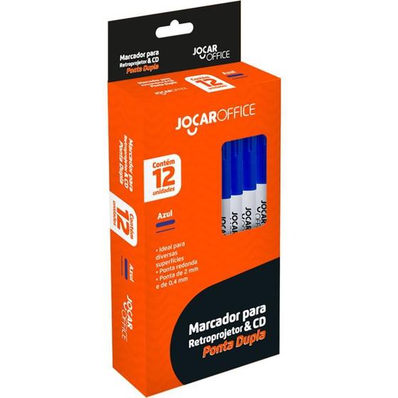 Imagem de Caneta para CD Jocar Duplo 2MM/0,4MM Azul - Caixa com 12 Unidades