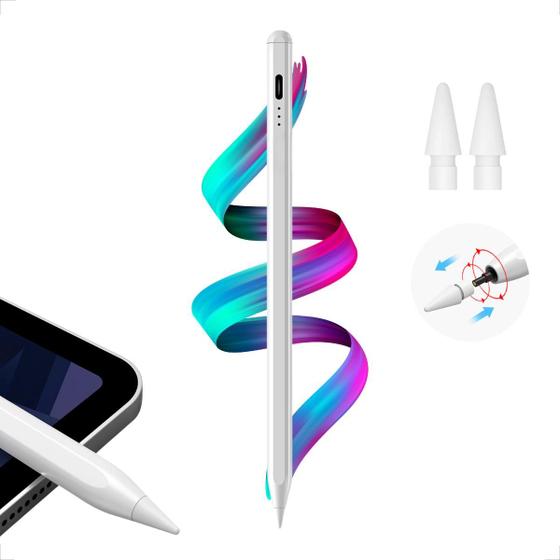 Imagem de Caneta Pencil C/ Palm Rejection e Ponta de Alta Precisão de 1.0mm Compatível Com aparelhos  iPads lançados em 2018 e Posteriormente