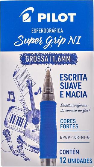 Imagem de Caneta Pilot Super Grip 1.6 Azul Caixa Com 12