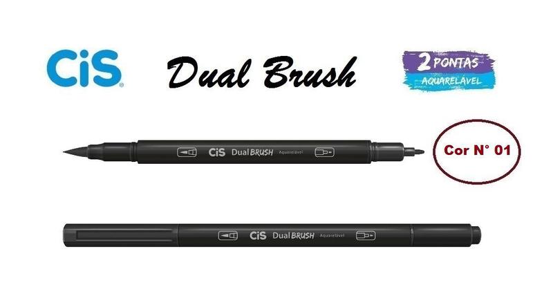 Imagem de Caneta Pincel Cis Dual Brush Pen Aquarelável 01 Preta