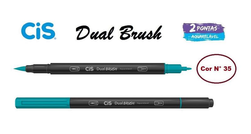 Imagem de Caneta Pincel Cis Dual Brush Pen Aquarelável 35 Turquesa