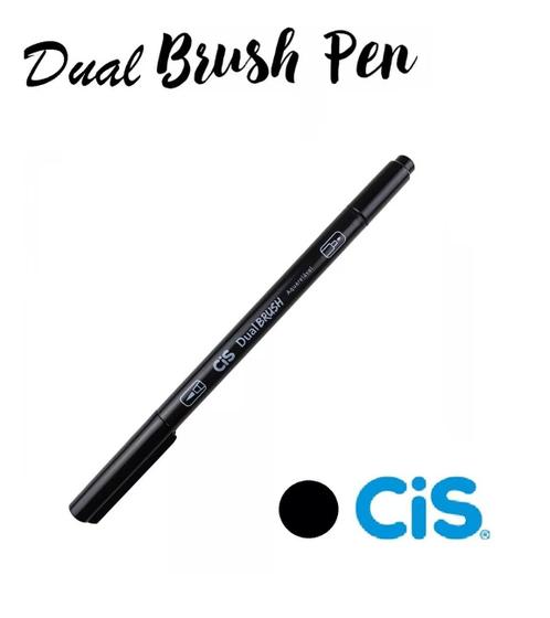 Imagem de Caneta Pincel Cis Dual Brush Pen Aquarelável Preta - Oferta