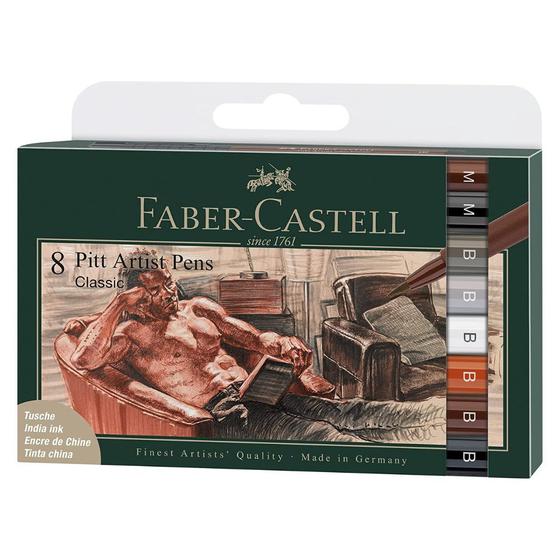 Imagem de Caneta Pitt Artist Faber Castell Classic 8 Cores