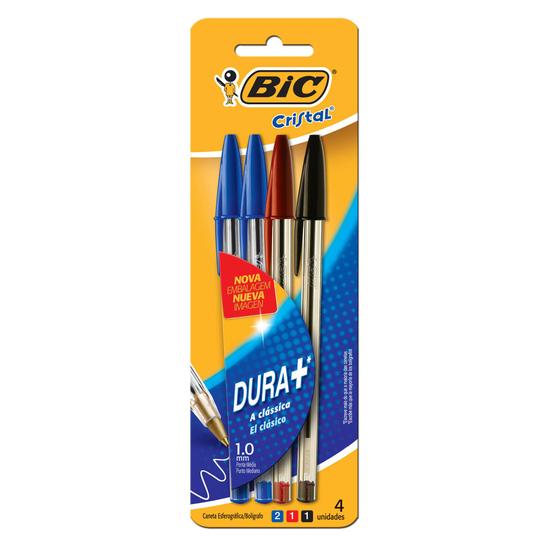 Imagem de Caneta Ponta Média Cristal Dura Mais BIC 4 Unidades