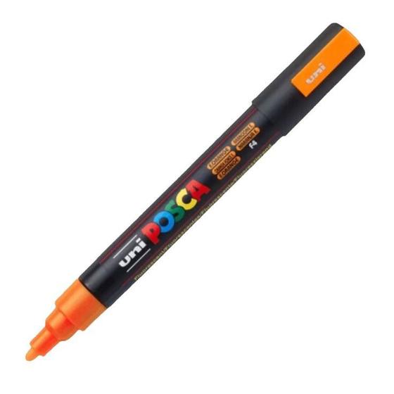 Imagem de Caneta Posca Laranja Fluorescente PC-5M Marcador Multiuso