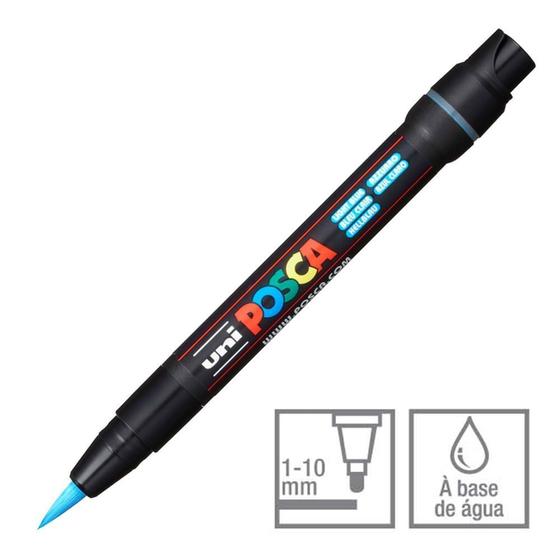 Imagem de Caneta Posca Marcador Brush Uni-Ball PCF-350 Azul Claro 8