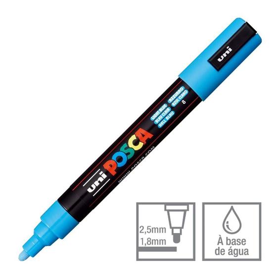 Imagem de Caneta Posca Marcador Uni-Ball PC-5M Azul Claro 8