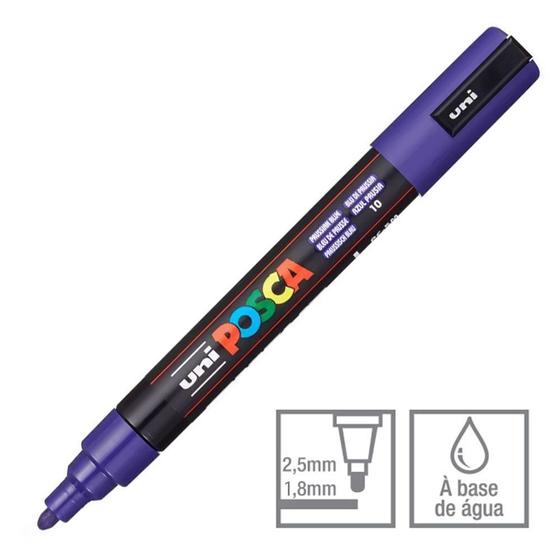 Imagem de Caneta Posca Marcador Uni-Ball PC-5M Azul Prussiano 10