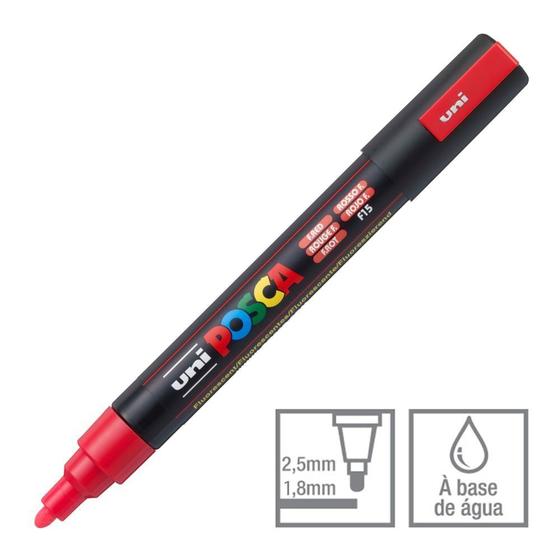 Imagem de Caneta Posca Marcador Uni-Ball PC-5M Vermelho Fluorescente F15