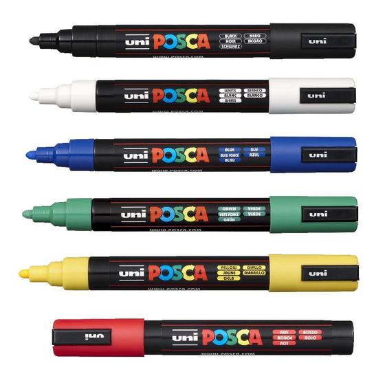Caneta Posca PC-5M Marcador Kit C/ 6 Cores Básicas Menor preço em Caneta Posca PC-5M Marcador Kit C/ 6 Cores Básicas