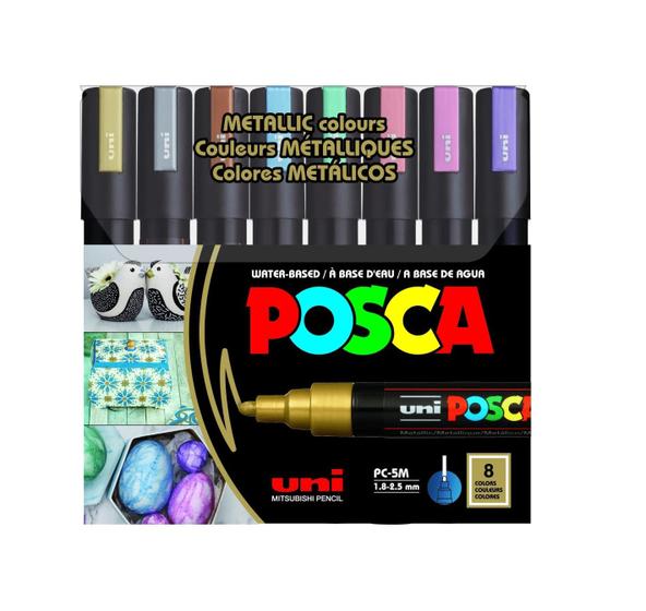 Imagem de Caneta Posca PC-5m Ponta Média 8 cores Metálicas