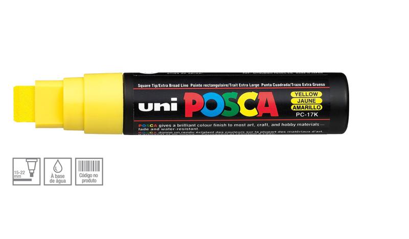 Imagem de Caneta Posca Uni Ball Extra Larga PC-17K Ponta Extra Grossa em Acrílico 15 mm - Cor Yellow