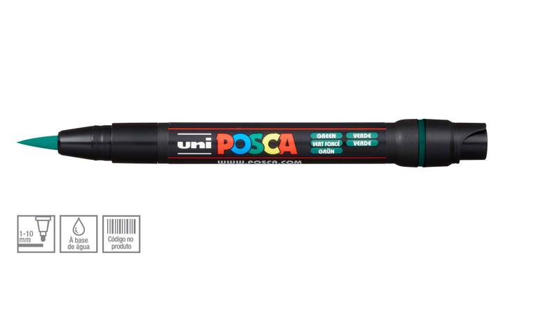Imagem de Caneta Posca Uni Ball PCF-350 Ponta Pincel em Poliéster 0,1 à 10 mm - Cor: Green